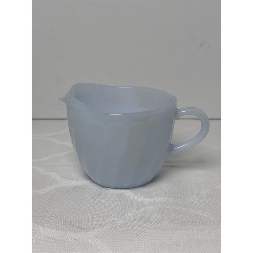 Vintage Fire King Blue Azurite Glass Swirl Creamer Azure Blue